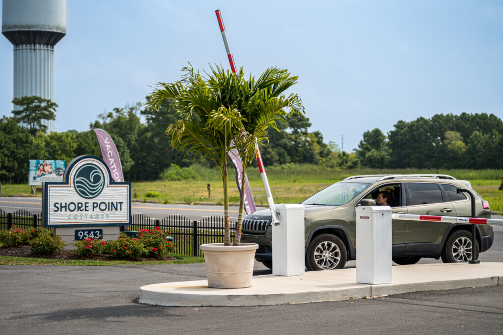 Car entering gate