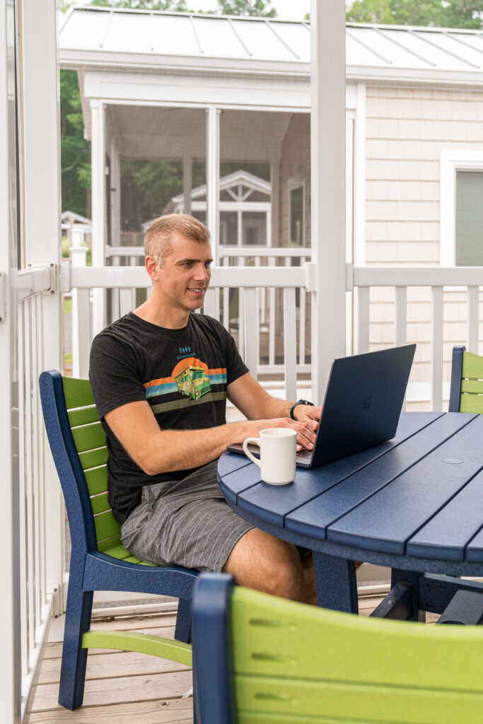 Man enjoying private screened in porch