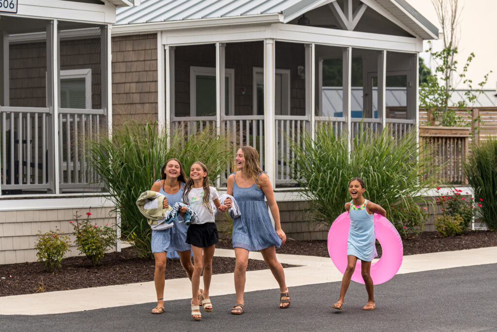 Kids walking through property