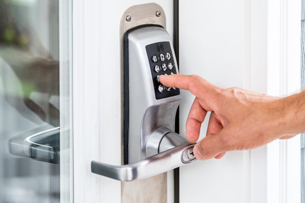 Guest typing in code to cottage