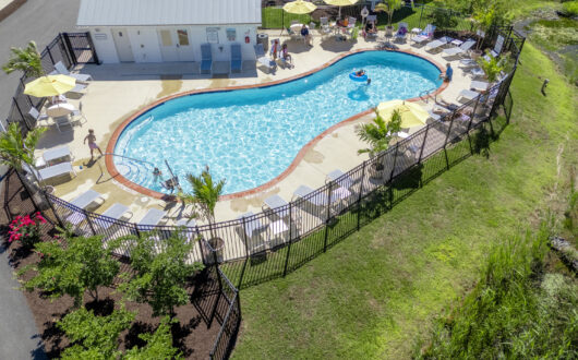 Aerial Image of pool at Shore Point Cottages